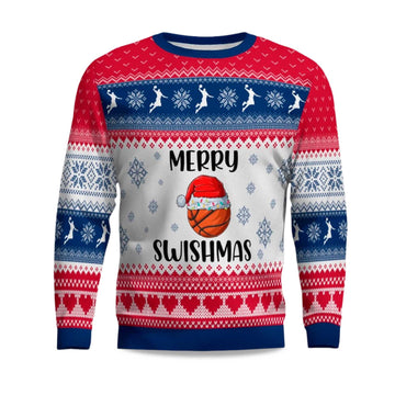 2026 Merry Swishmas Basketball Ugly Christmas Sweater Moonbestprint