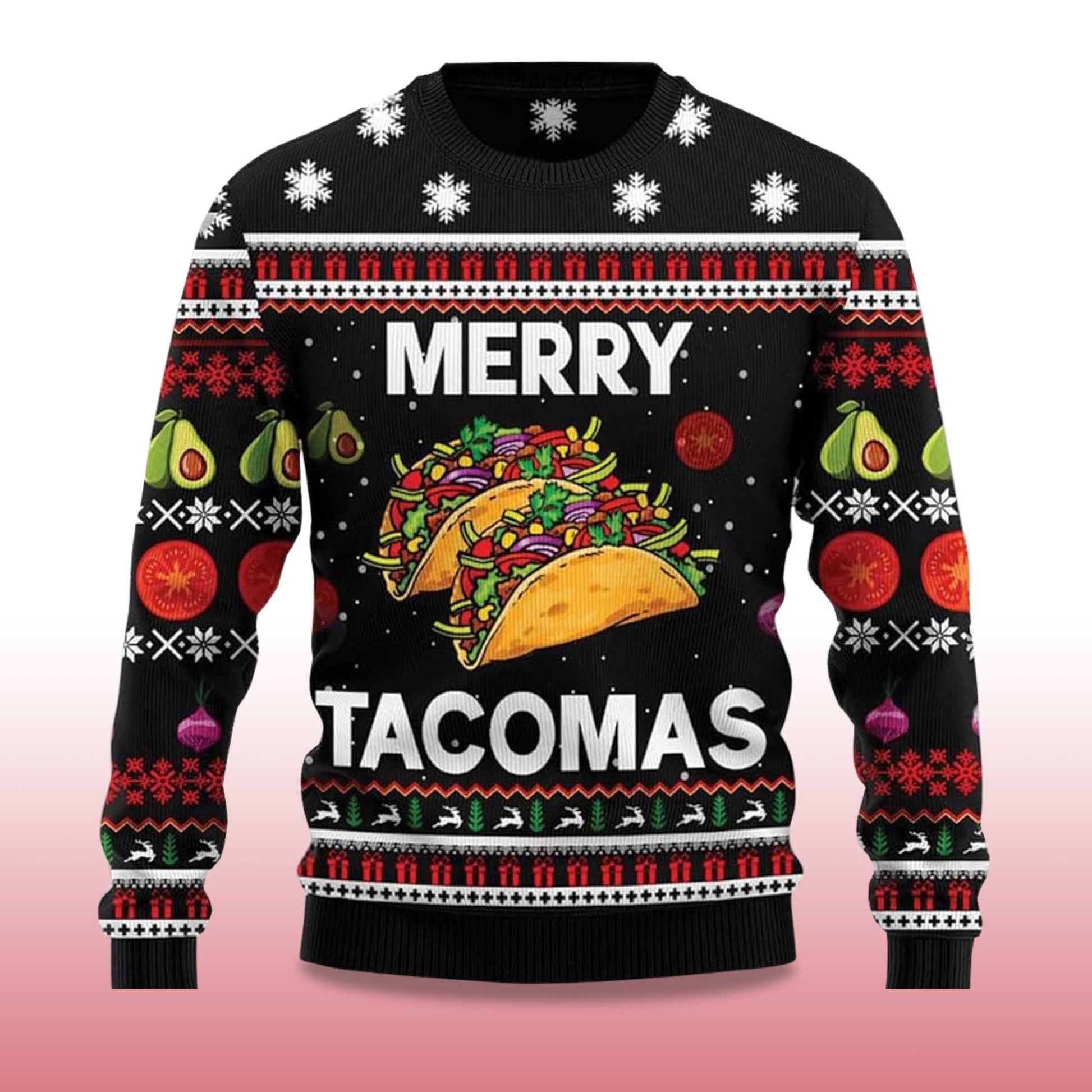2026 Merry Tacomas Ugly Christmas Sweater Moonbestprint
