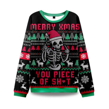 2026 Merry Xmas You Piece Of Sht Ugly Christmas Sweater Moonbestprint