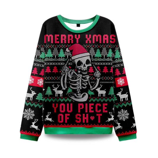 2026 Merry Xmas You Piece Of Sht Ugly Christmas Sweater Moonbestprint