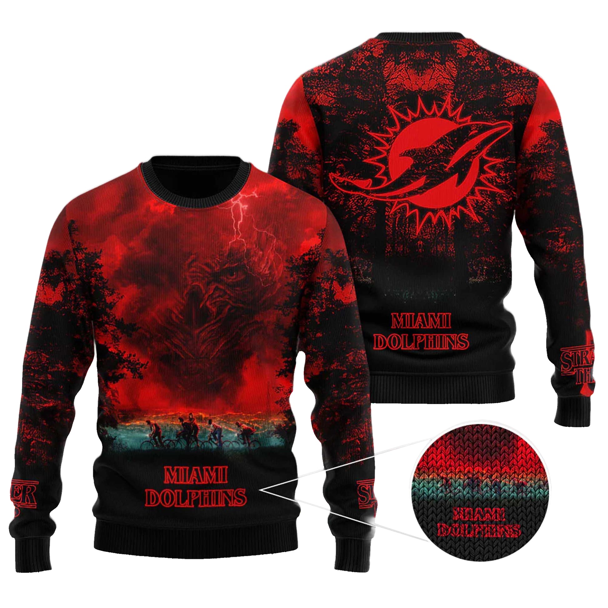 2025 Miami Dolphins Stranger Things Ugly Sweater – Moonbestprint