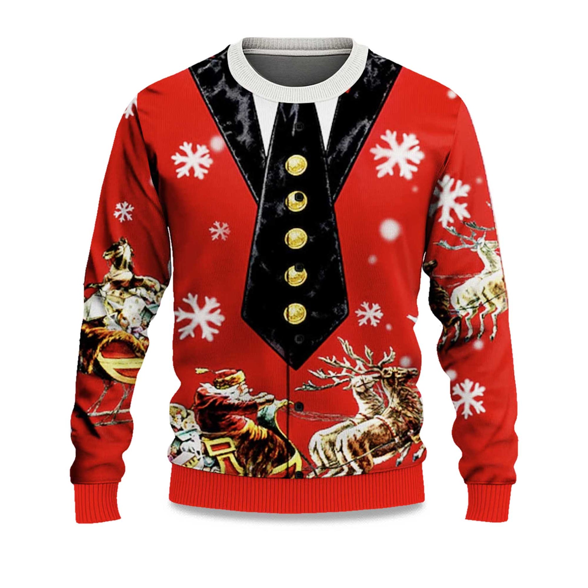 2026 Mock Collar and Suit Design Ugly Christmas Sweater Moonbestprint