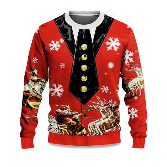 2026 Mock Collar and Suit Design Ugly Christmas Sweater Moonbestprint
