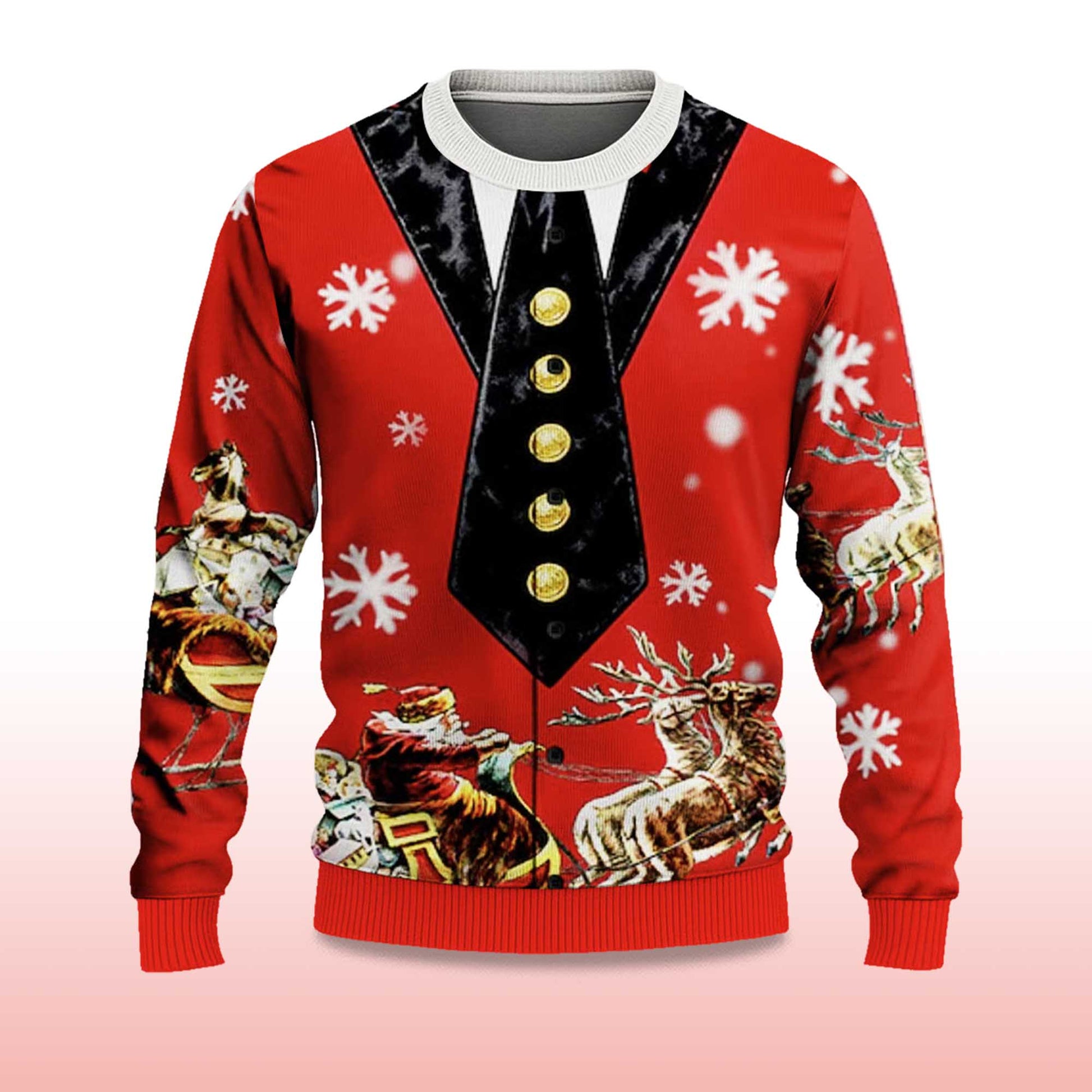 2026 Mock Collar and Suit Design Ugly Christmas Sweater Moonbestprint