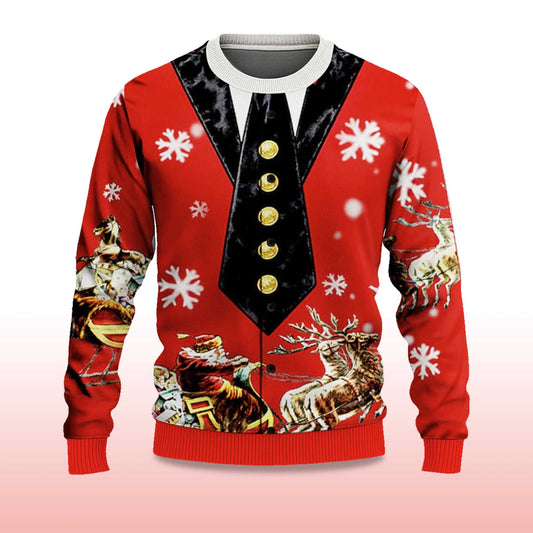 2026 Mock Collar and Suit Design Ugly Christmas Sweater Moonbestprint
