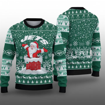 2026 NY Jets Funny Santa Ugly Christmas Sweater - Moonbestprint