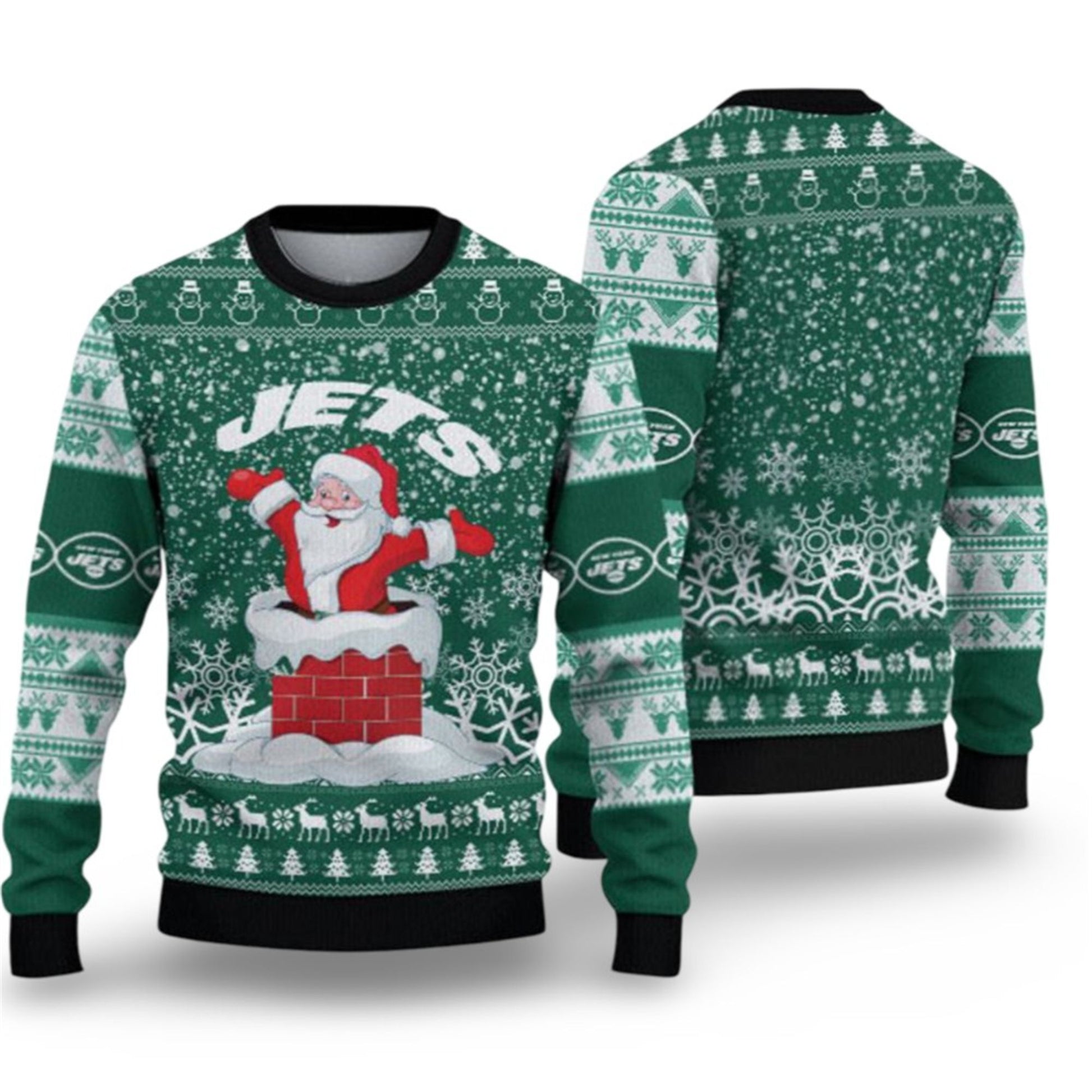 2026 NY Jets Funny Santa Ugly Christmas Sweater - Moonbestprint