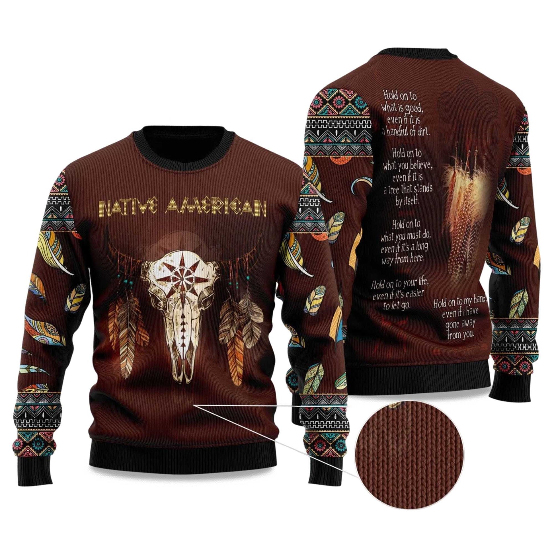 2026 Native Skull Ugly Christmas Sweater Moonbestprint