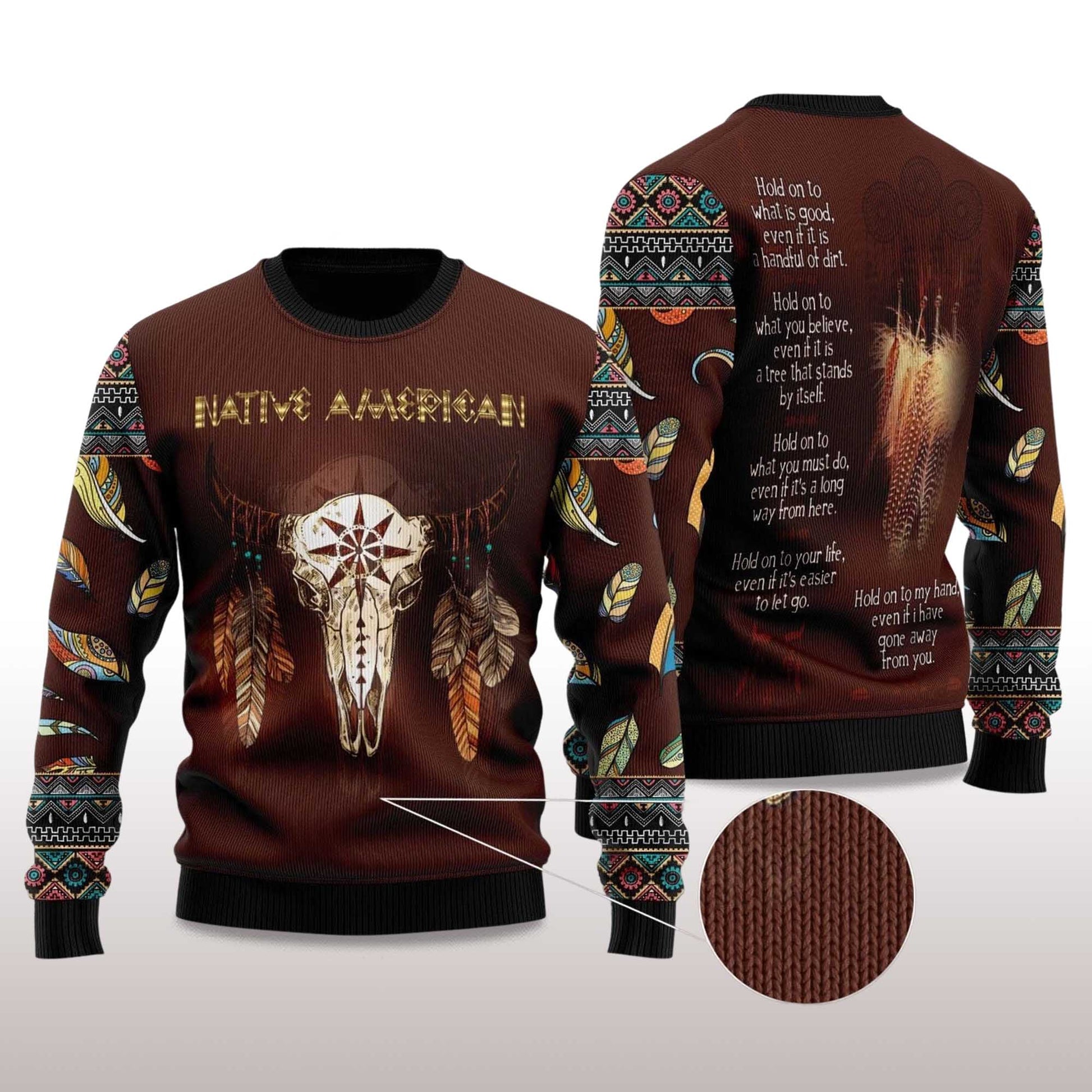 2026 Native Skull Ugly Christmas Sweater Moonbestprint