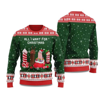 2026 Naughty Dick All I Want For Christmas Ugly Christmas Sweater Moonbestprint