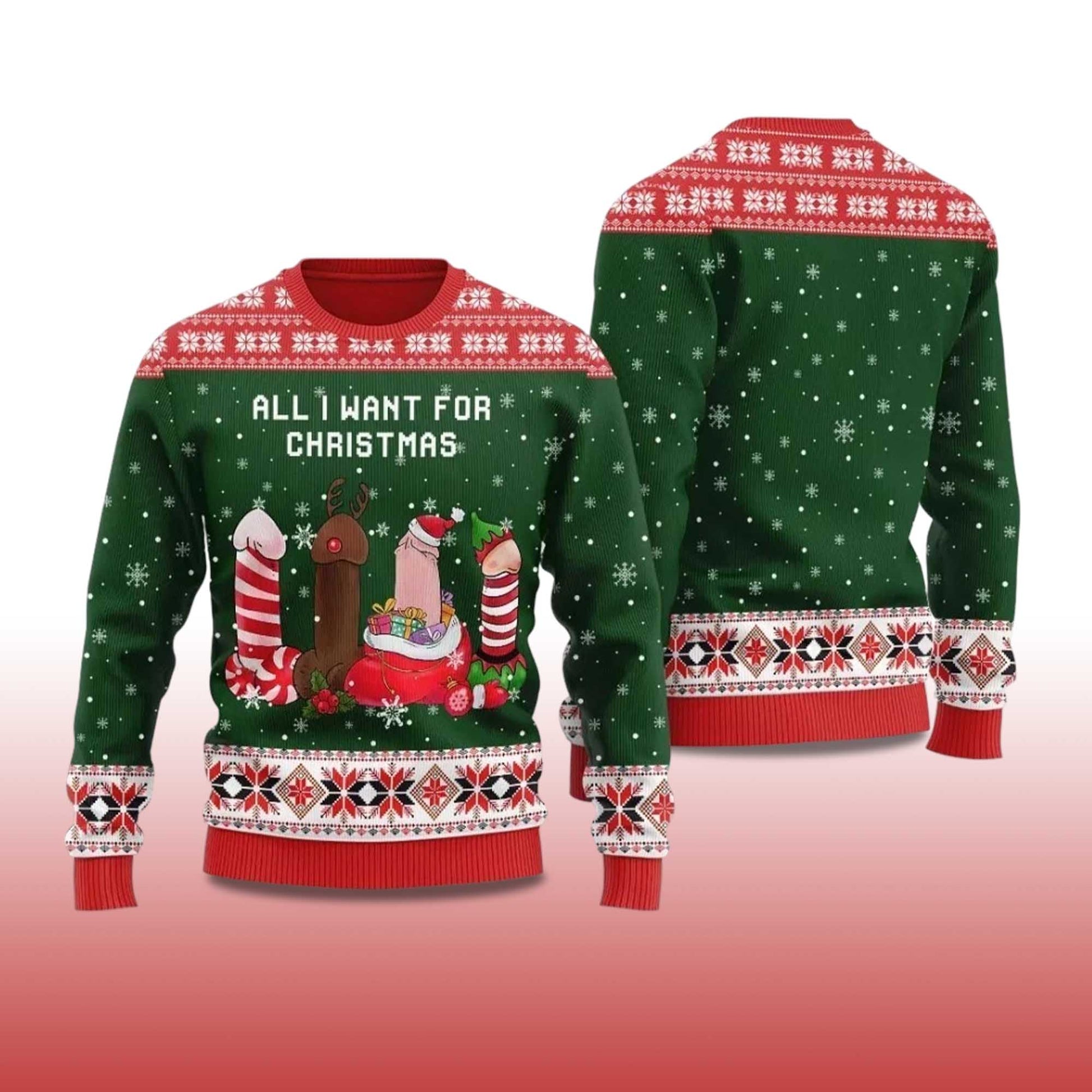 2026 Naughty Dick All I Want For Christmas Ugly Christmas Sweater Moonbestprint