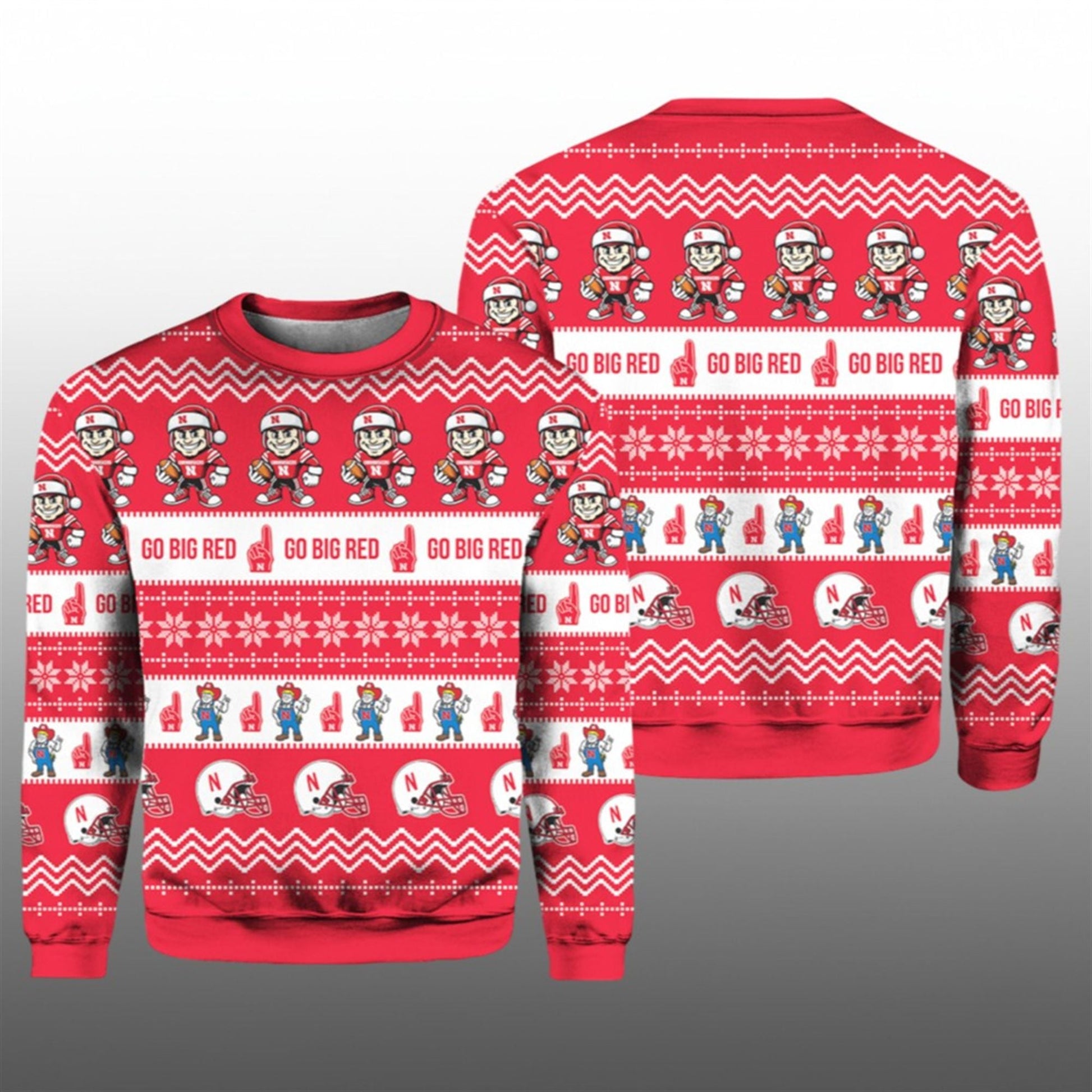 2026 Nebraska Huskers Go Big Red Ugly Christmas Sweater - Moonbestprint