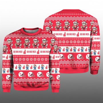 2026 Nebraska Huskers Go Big Red Ugly Christmas Sweater - Moonbestprint