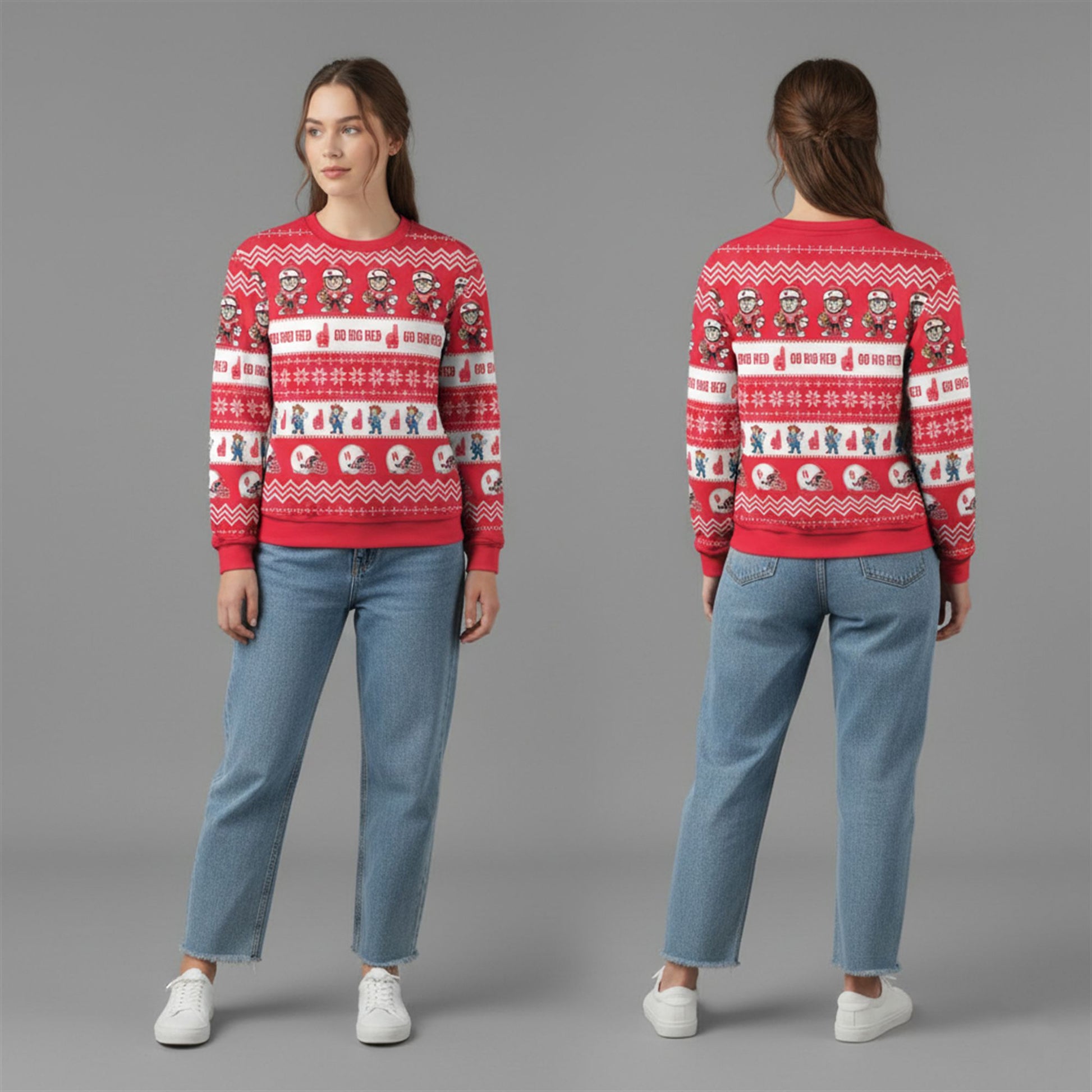 2026 Nebraska Huskers Go Big Red Ugly Christmas Sweater - Moonbestprint