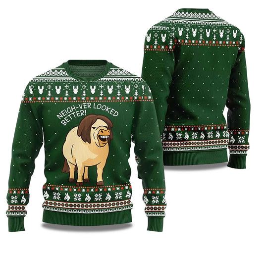 2026 Neigh-Ver Looked Better Ugly Christmas Sweater Moonbestprint