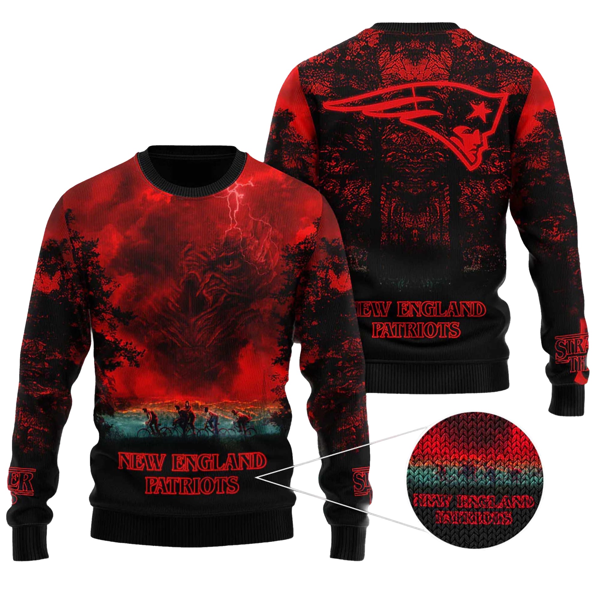 2025 New England Patriots Stranger Things Ugly Sweater – Moonbestprint