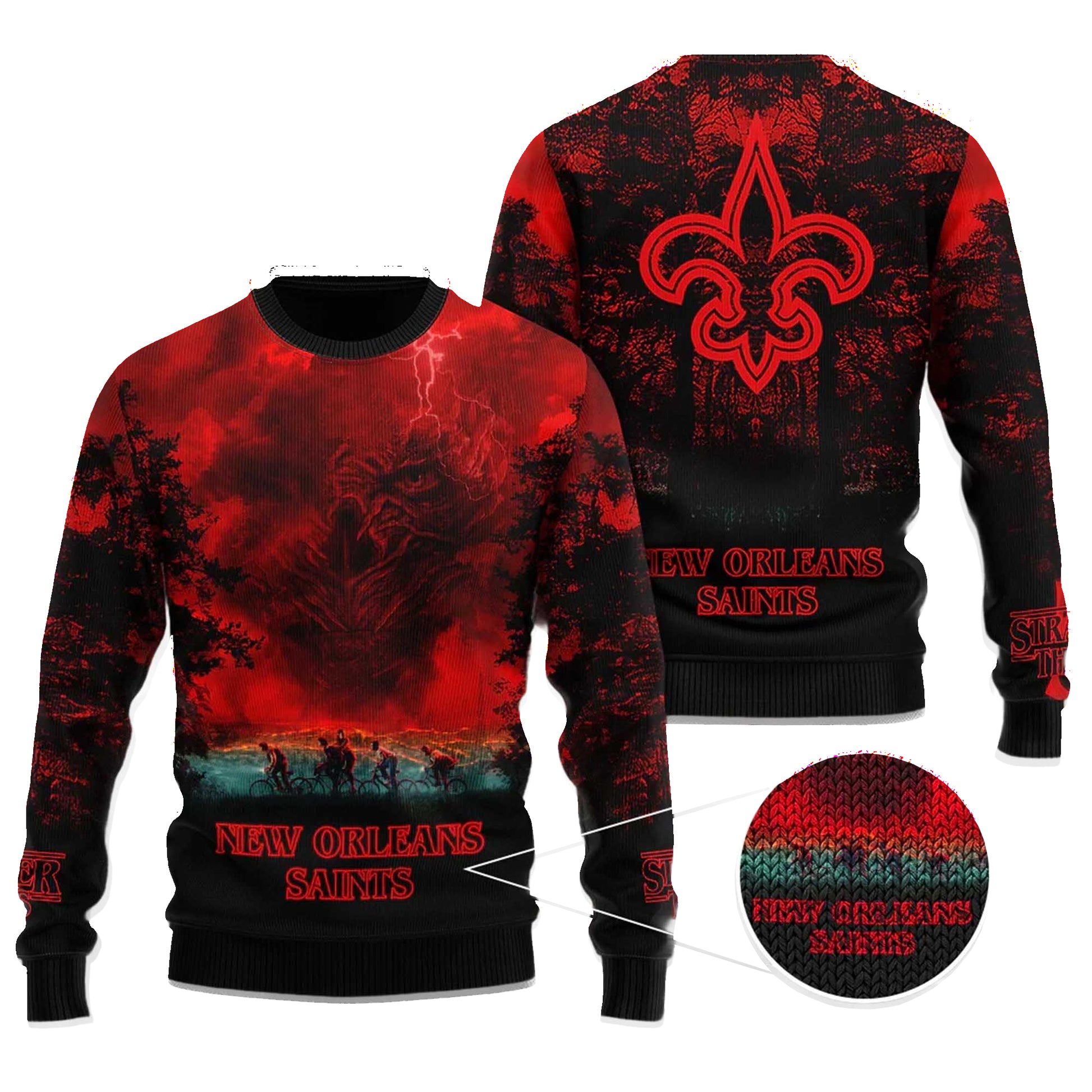 2025 New Orleans Saints Stranger Things Ugly Sweater – Moonbestprint