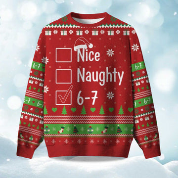 2026 Nice Naughty 6-7 Ugly Christmas Sweater Moonbestprint