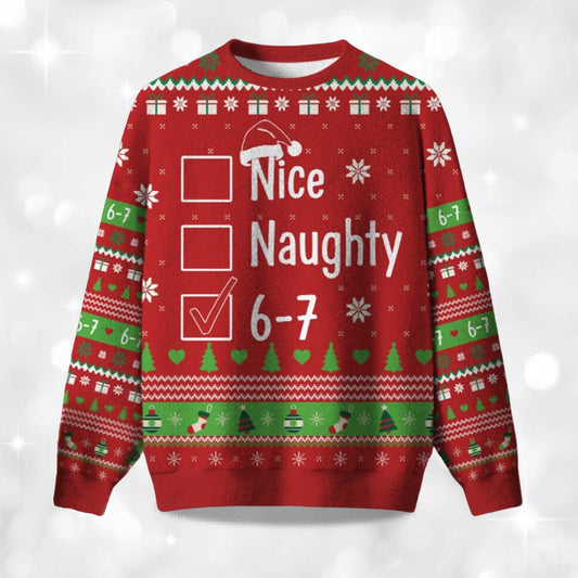 2026 Nice Naughty 6-7 Ugly Christmas Sweater Moonbestprint