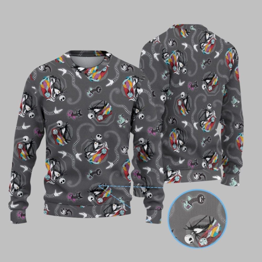 2026 Nightmare Before Christmas Jack and Sally Christmas Ugly Sweater - Moonbestprint