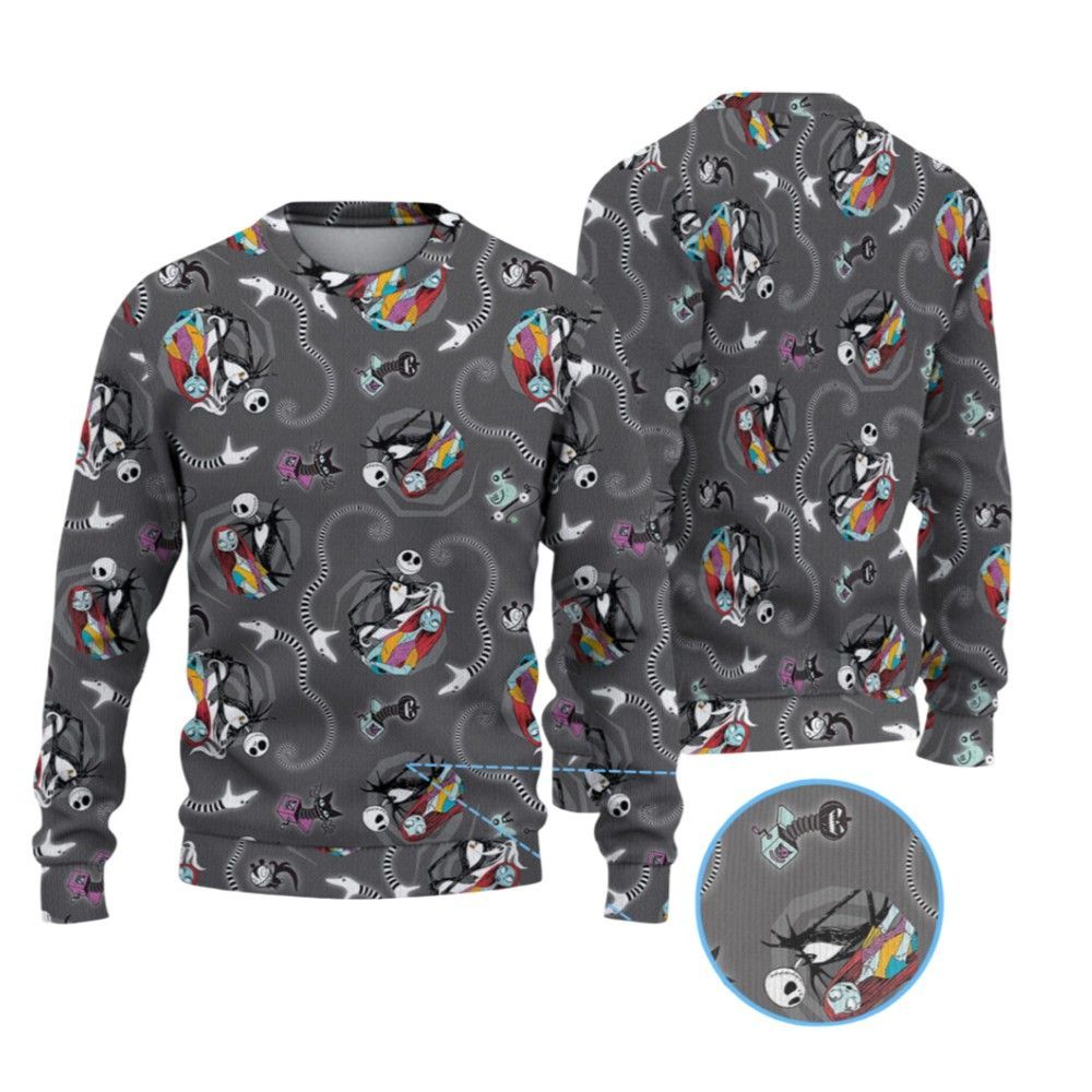 2026 Nightmare Before Christmas Jack and Sally Christmas Ugly Sweater - Moonbestprint