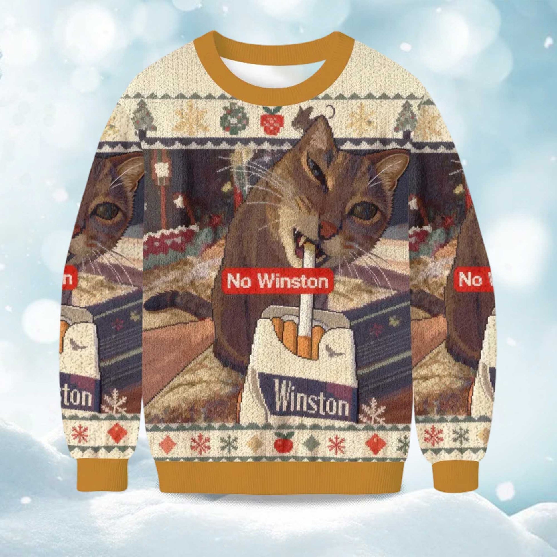2026 No Winston Cat Meme Christmas Ugly Sweater Moonbestprint