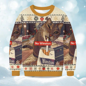 2026 No Winston Cat Meme Christmas Ugly Sweater Moonbestprint