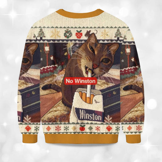 2026 No Winston Cat Meme Christmas Ugly Sweater Moonbestprint