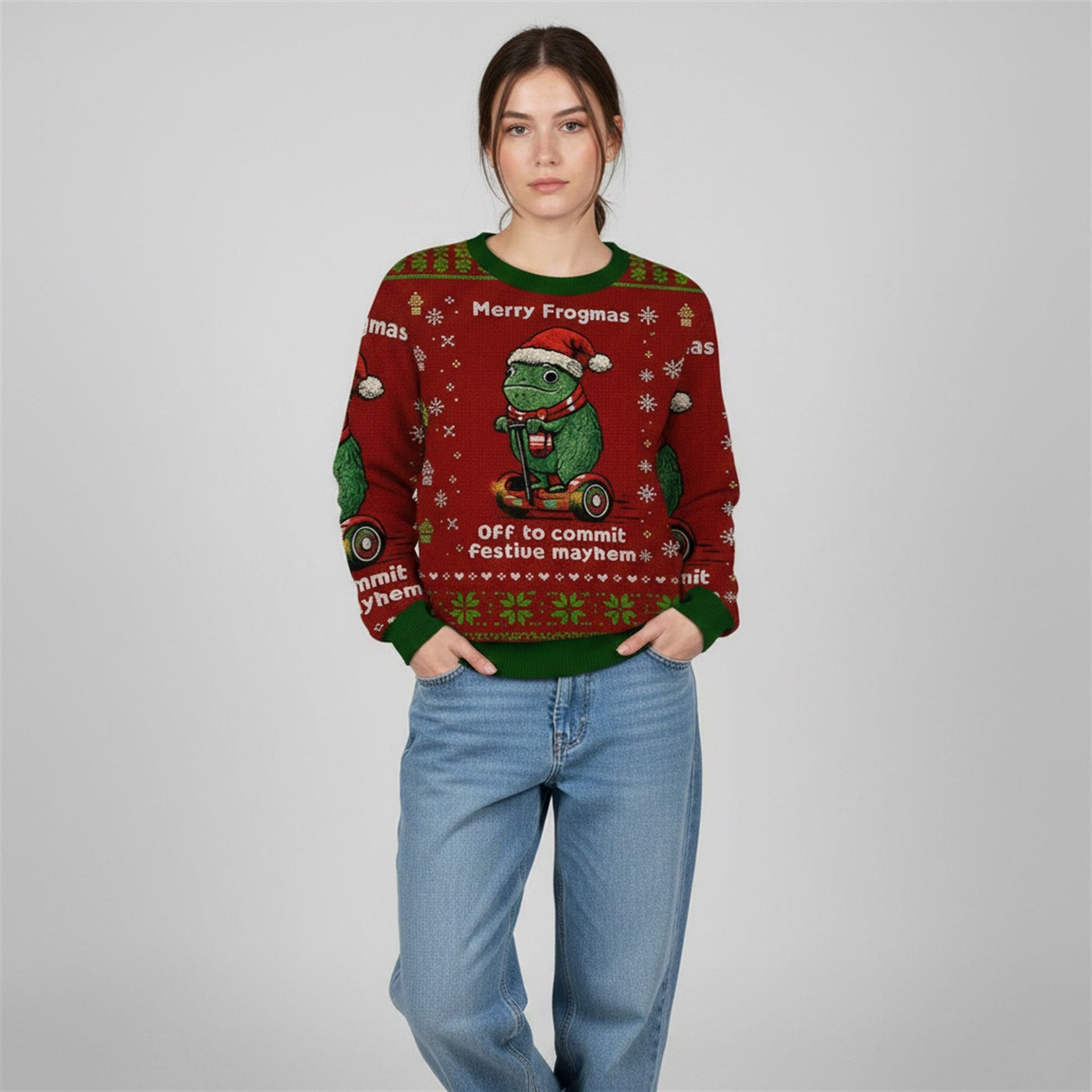 2026 Off to Commit Frogmas Mayhem Ugly Christmas Sweater - Moonbestprint
