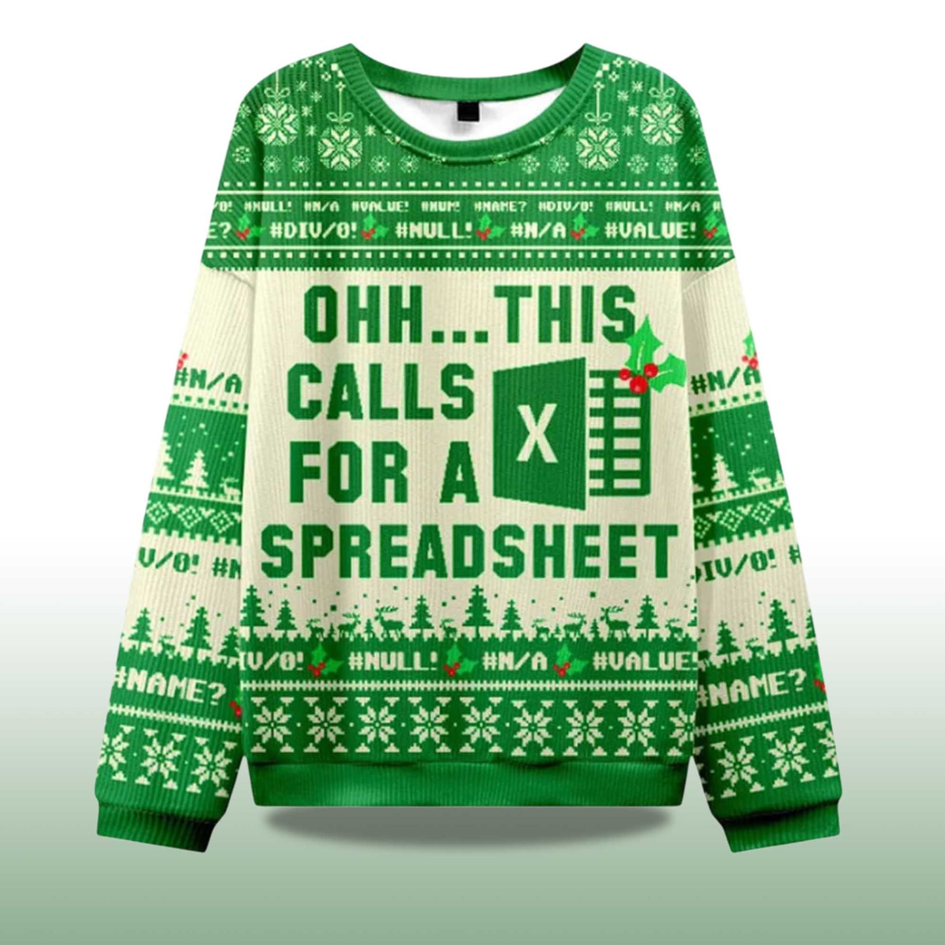 2026 Ohh This Calls For A Spreadsheet Christmas Ugly Sweater Moonbestprint