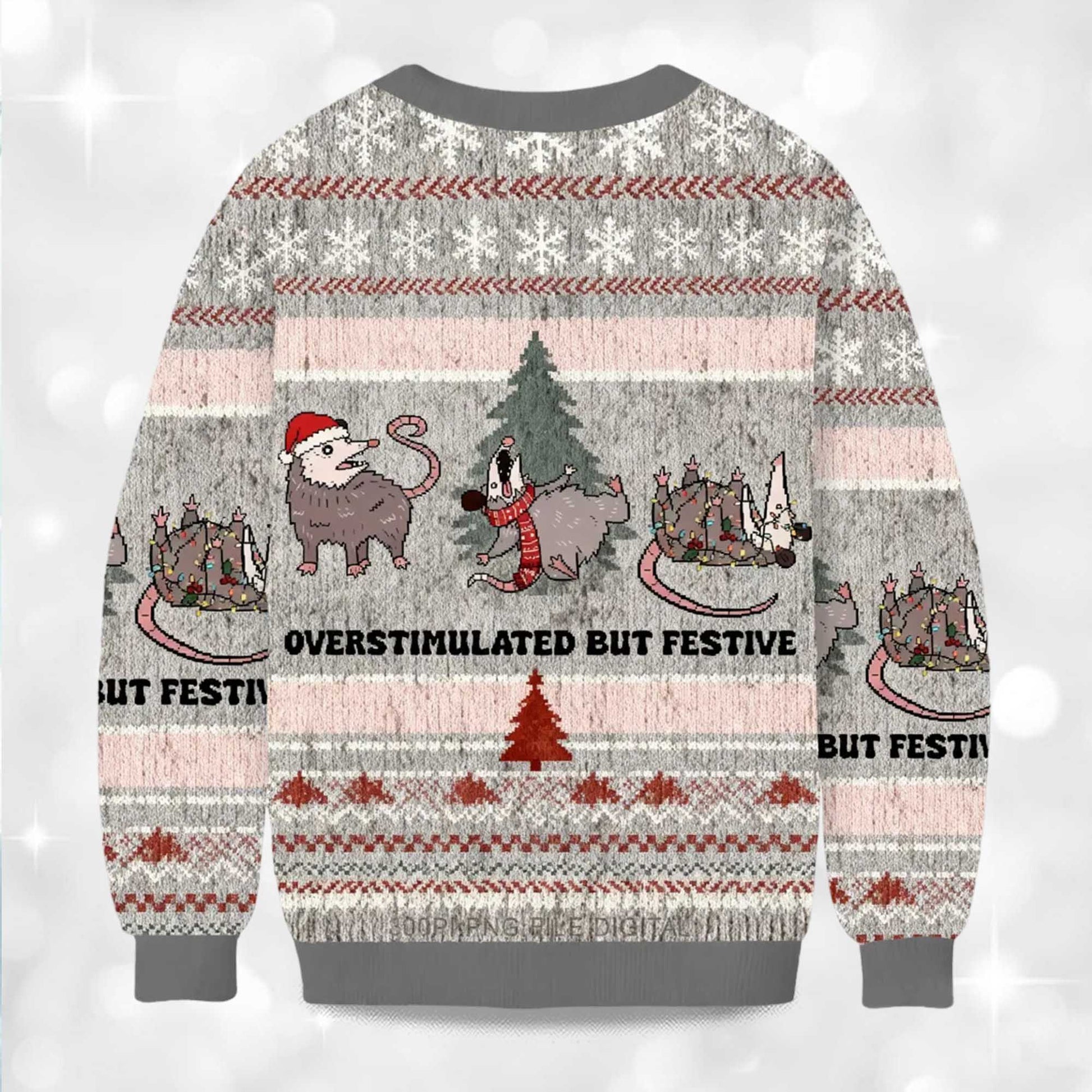 2026 Overstimulated But Festive Possum Christmas Ugly Sweater Moonbestprint