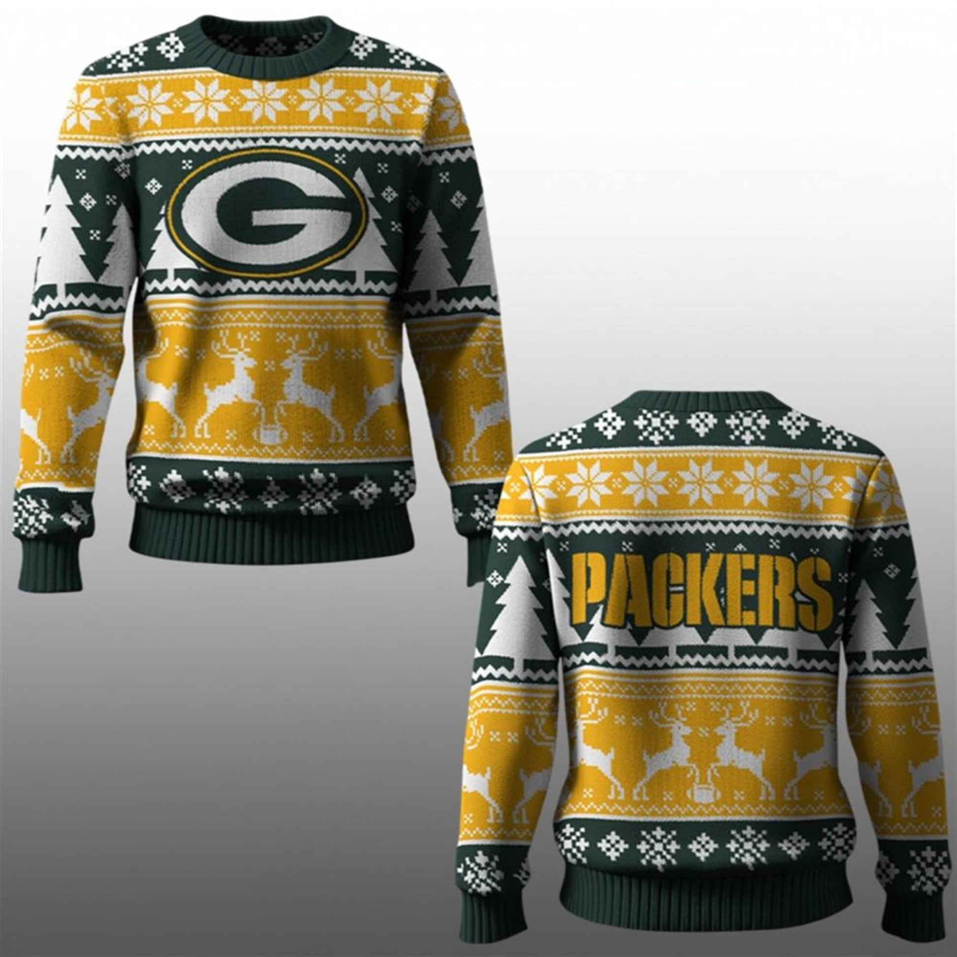 2026 Packers Reindeer Football Christmas Ugly Sweater - Moonbestprint