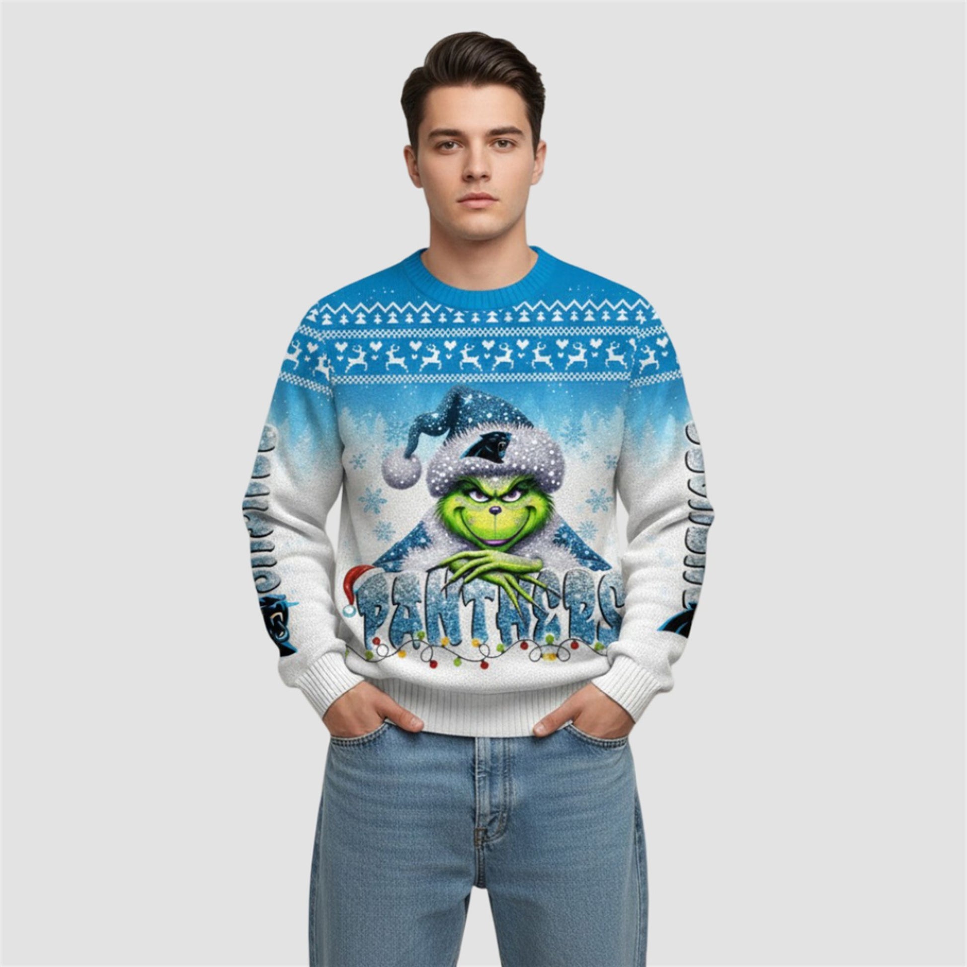 2026 Panthers Grnch Season Christmas Ugly Sweater - Moonbestprint