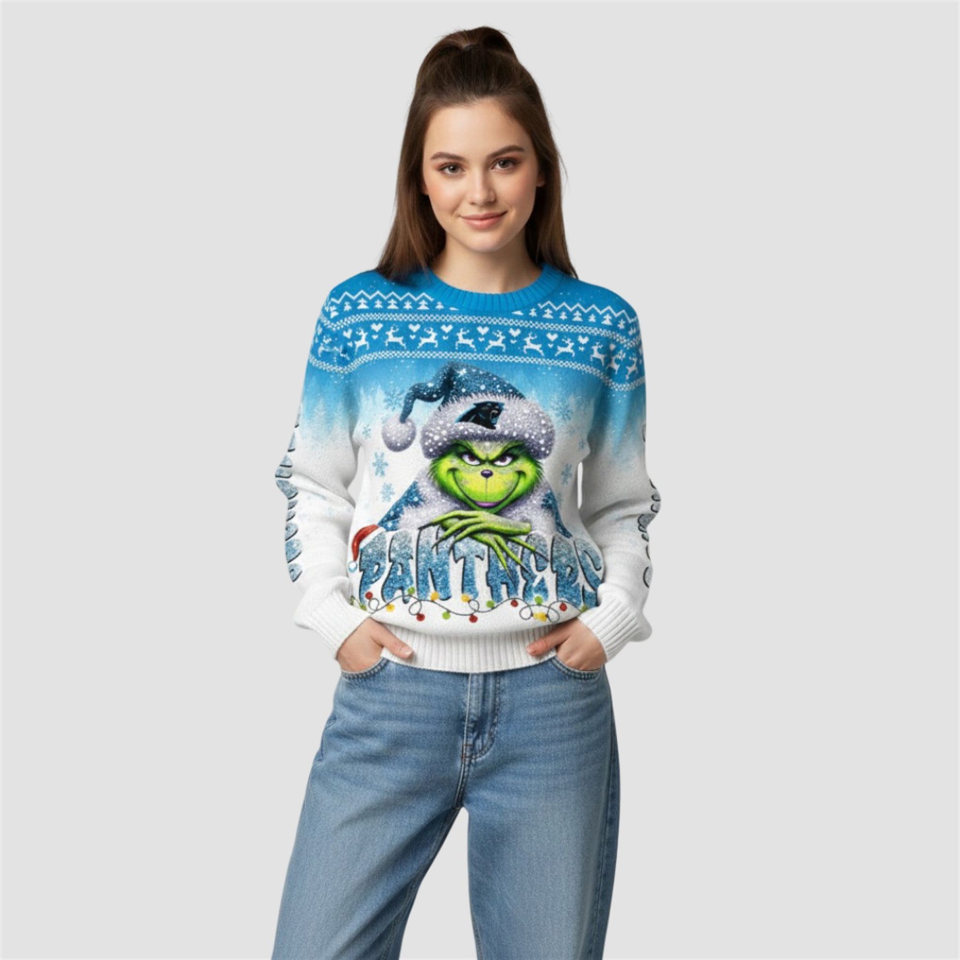 2026 Panthers Grnch Season Christmas Ugly Sweater - Moonbestprint
