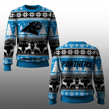 2026 Panthers Reindeer Football Christmas Ugly Sweater - Moonbestprint