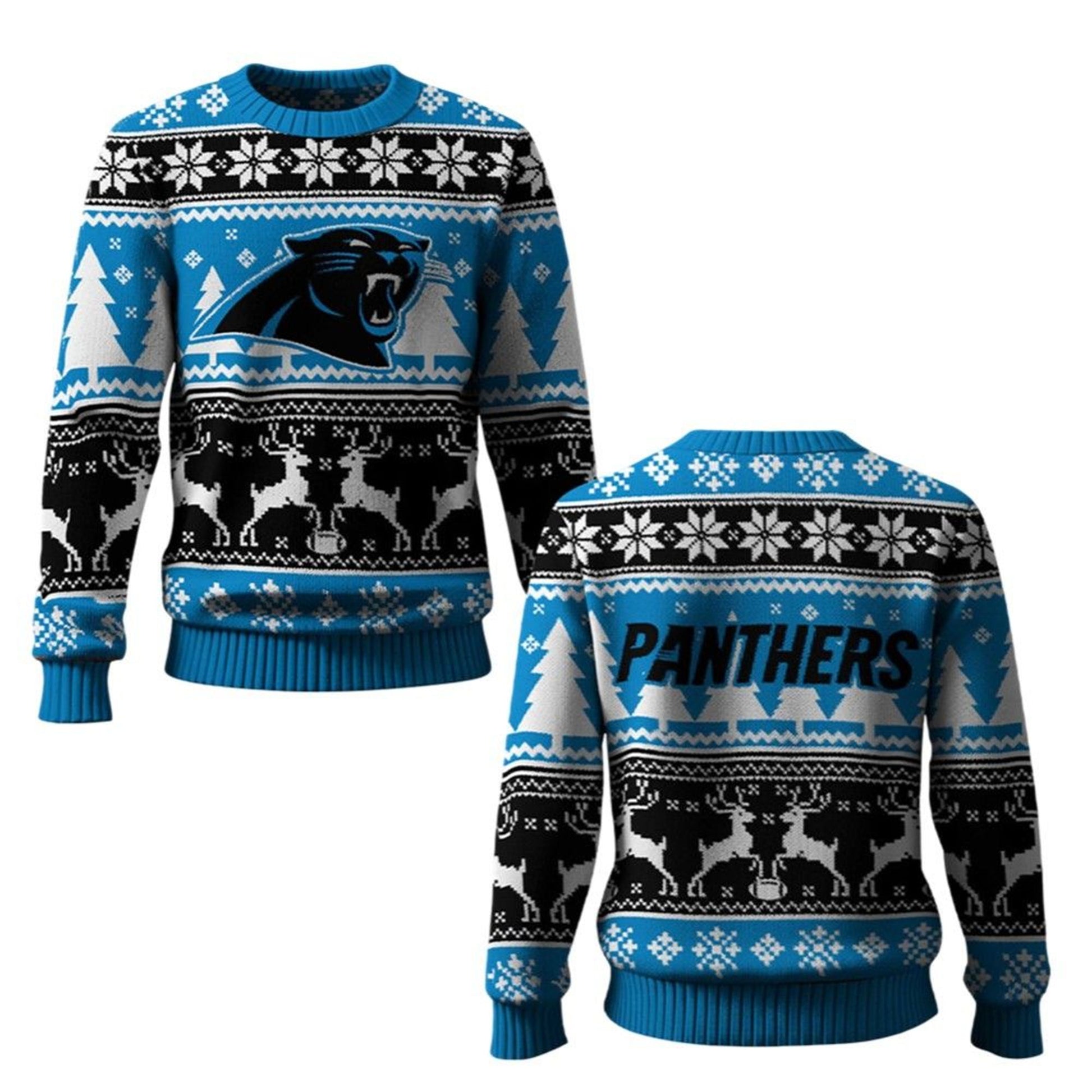 2026 Panthers Reindeer Football Christmas Ugly Sweater - Moonbestprint