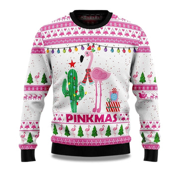2026 Pinkmas Flamingo Christmas Ugly Sweater Moonbestprint