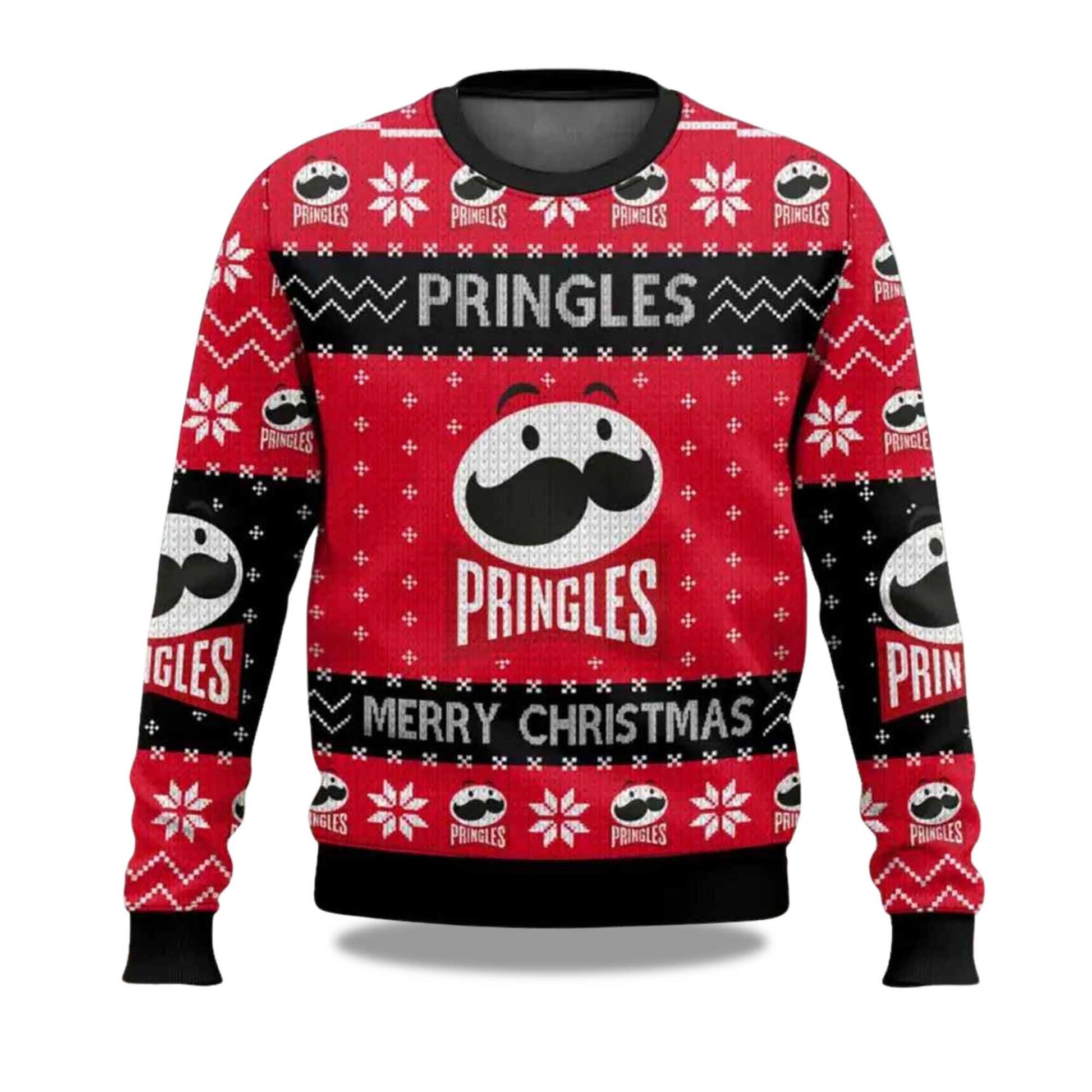 2026 Pringles Snack Brand Ugly Christmas Sweater Moonbestprint