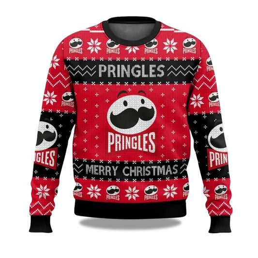 2026 Pringles Snack Brand Ugly Christmas Sweater Moonbestprint