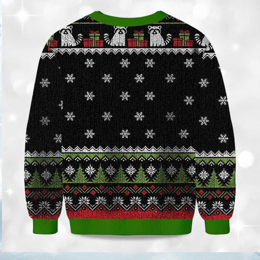 2026 Raccoon Overstimulated and Festive AF Christmas Ugly Sweater Moonbestprint