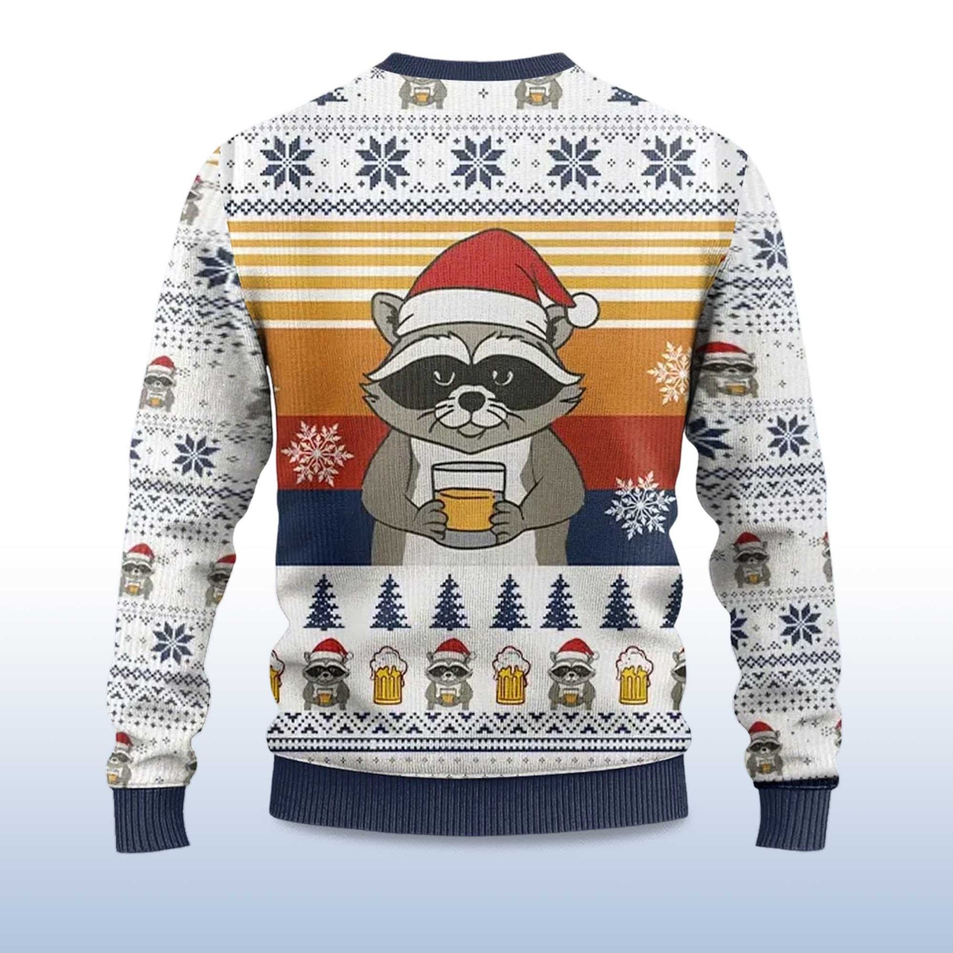 2026 Raccoon That's What I Do I Drink Bourbon Ugly Christmas Sweater Moonbestprint