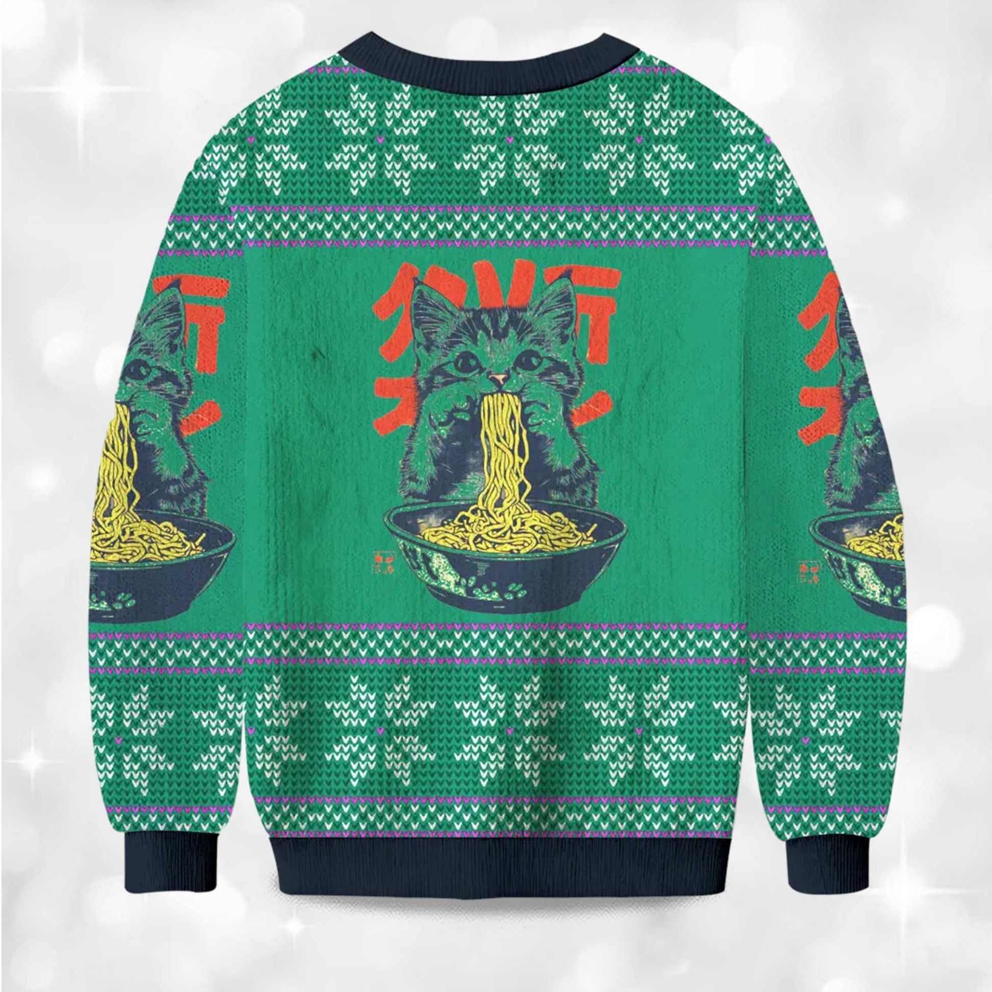 2026 Ramen Loving Cat Christmas Ugly Sweater Moonbestprint