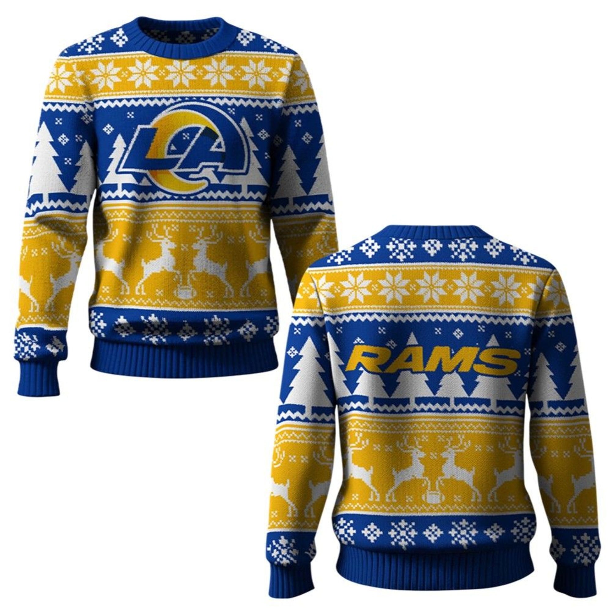 2026 Rams Reindeer Football Christmas Ugly Sweater - Moonbestprint