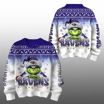2026 Ravens Grnch Season Christmas Ugly Sweater - Moonbestprint