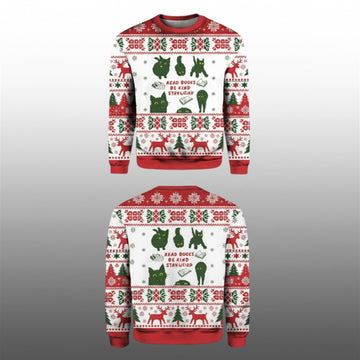 2026 Read Books Be Kind Stay Weird Ugly Christmas Sweater - Moonbestprint