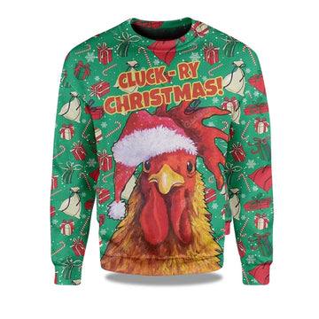 2026 Rooster Chicken Santa Christmas Ugly Sweater Moonbestprint