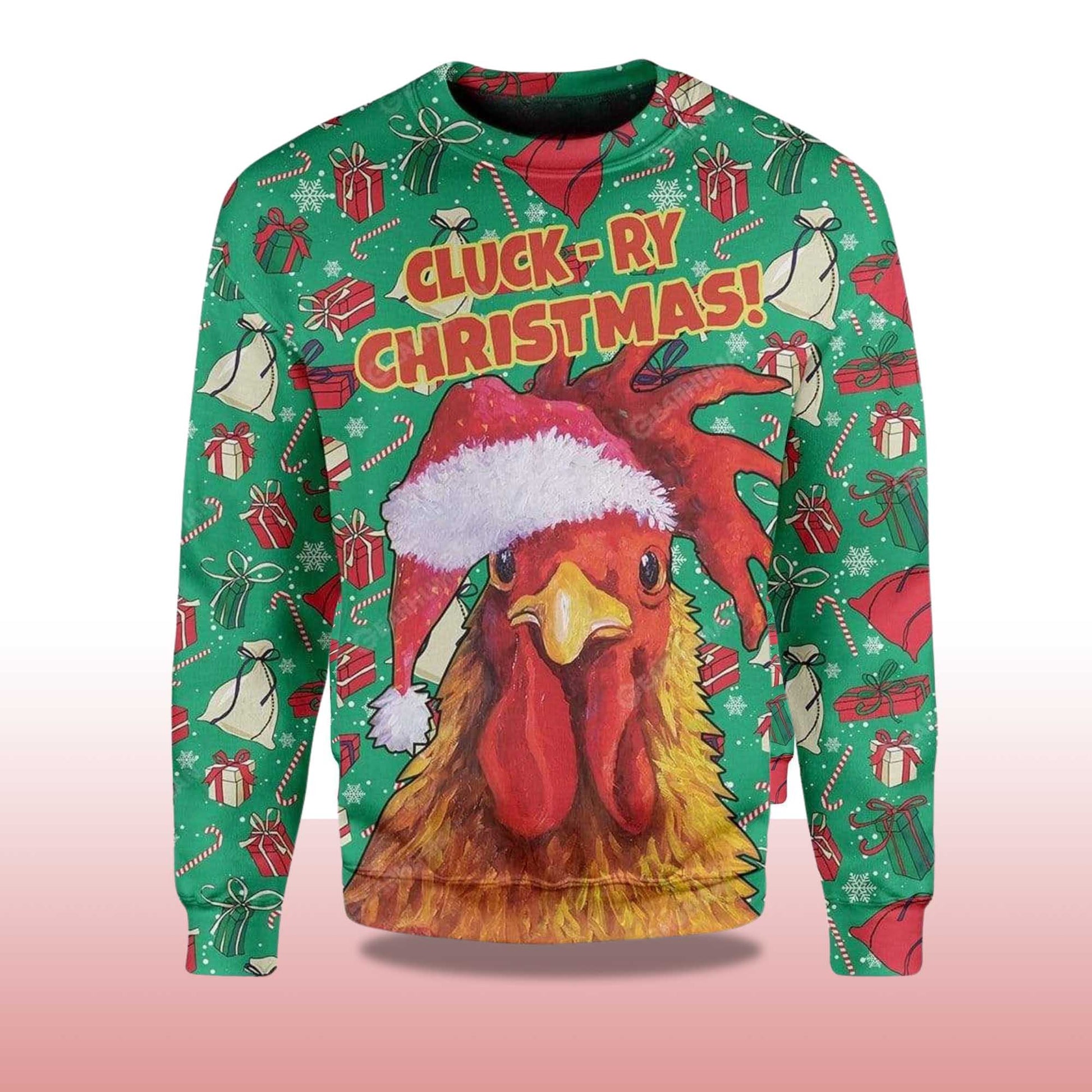 2026 Rooster Chicken Santa Christmas Ugly Sweater Moonbestprint