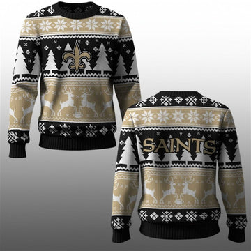 2026 Saints Reindeer Football Christmas Ugly Sweater - Moonbestprint