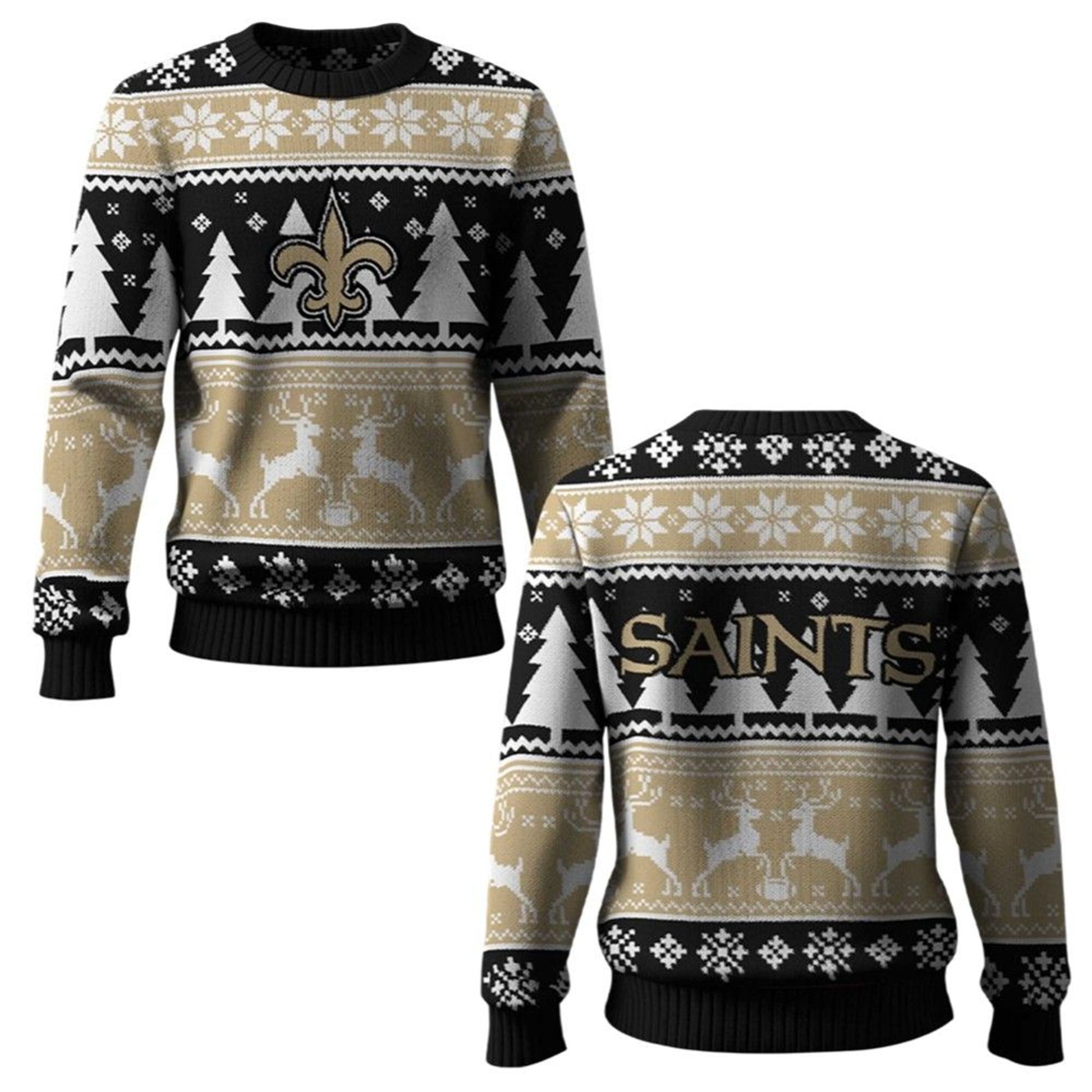 2026 Saints Reindeer Football Christmas Ugly Sweater - Moonbestprint