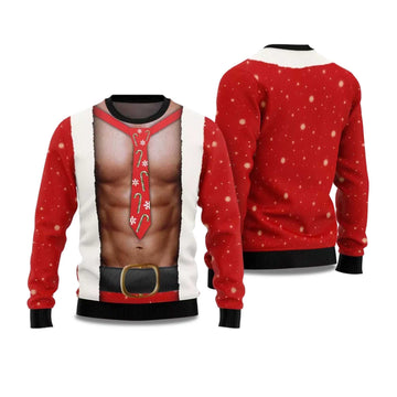 2026 Santa Abs Body Ugly Christmas Sweater Moonbestprint